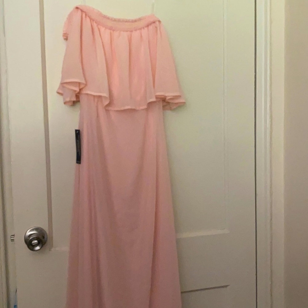 NWT venus light pink off shoulder long dress sz: 6
